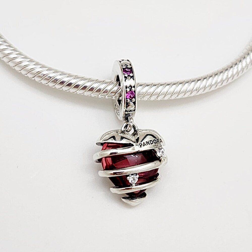Pandora Love Heart Spiral Dangle Charm - Picture 3 of 5